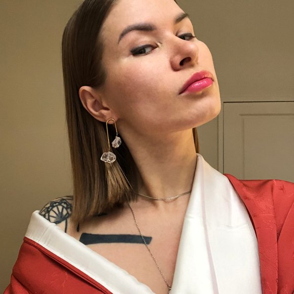 Large arch earrings, statement unusual earrings for women - Picture 2 of 5